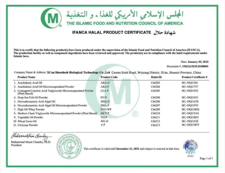 IFANCA halal certificate scan